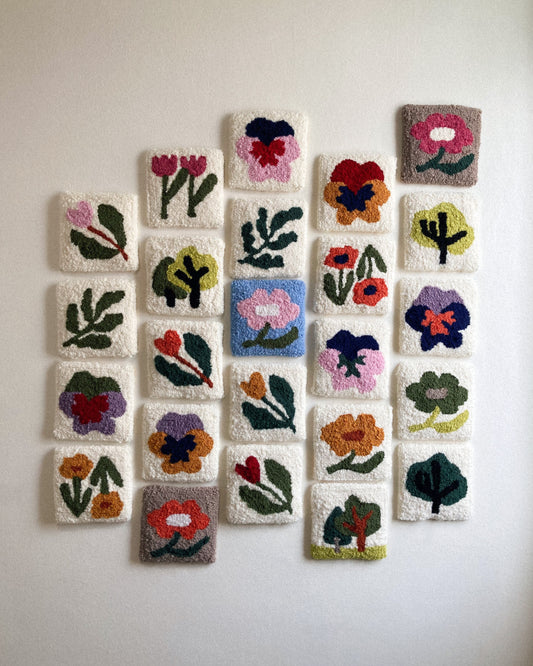 Light Pink Navy Green Pansy Wall Hanging