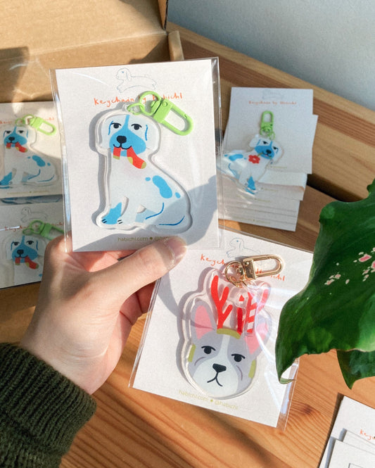 Grumpy Reindeer Frenchie Keychain